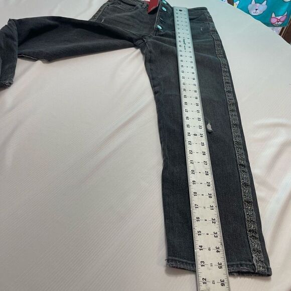 NWT Anthropologie Sundry Leopard Trimmed Ultra High Rise Straight Jeans Size 27 - Picture 7 of 15